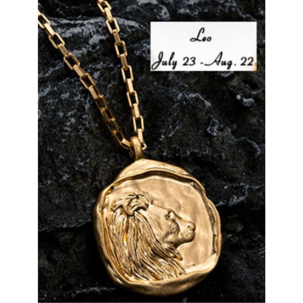 Gold Leo Zodiac Lion Pendant Necklace - Women Jewelry